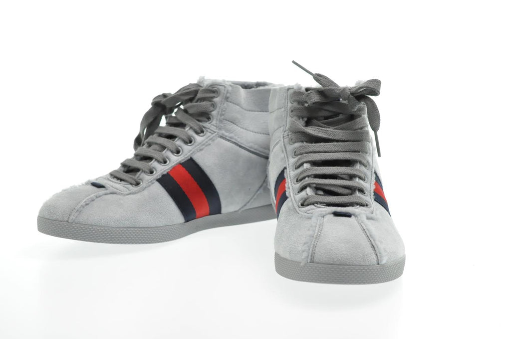 GUCCI Sherry Line shoes Suede 5 1/2 Red Navy am2614s