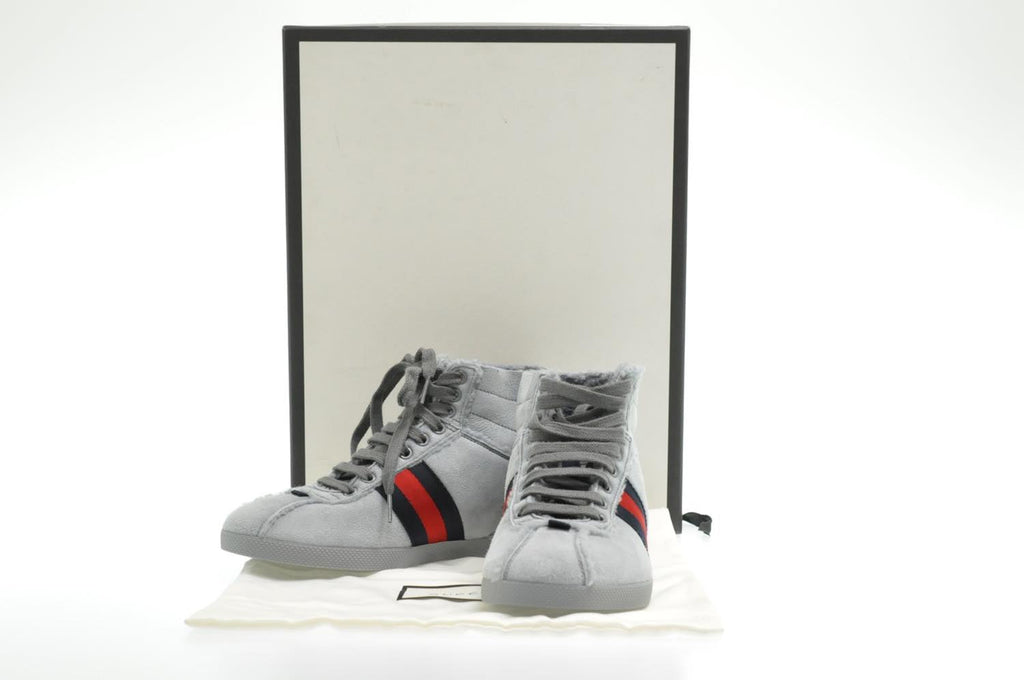 GUCCI Sherry Line shoes Suede 5 1/2 Red Navy am2614s