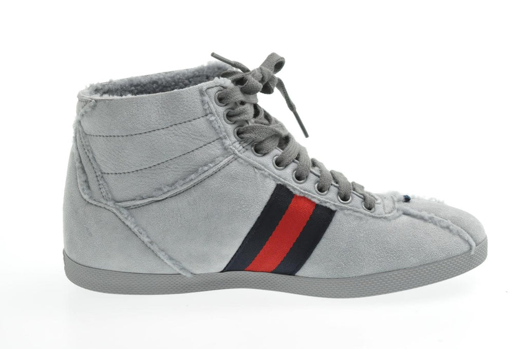 GUCCI Sherry Line shoes Suede 5 1/2 Red Navy am2614s