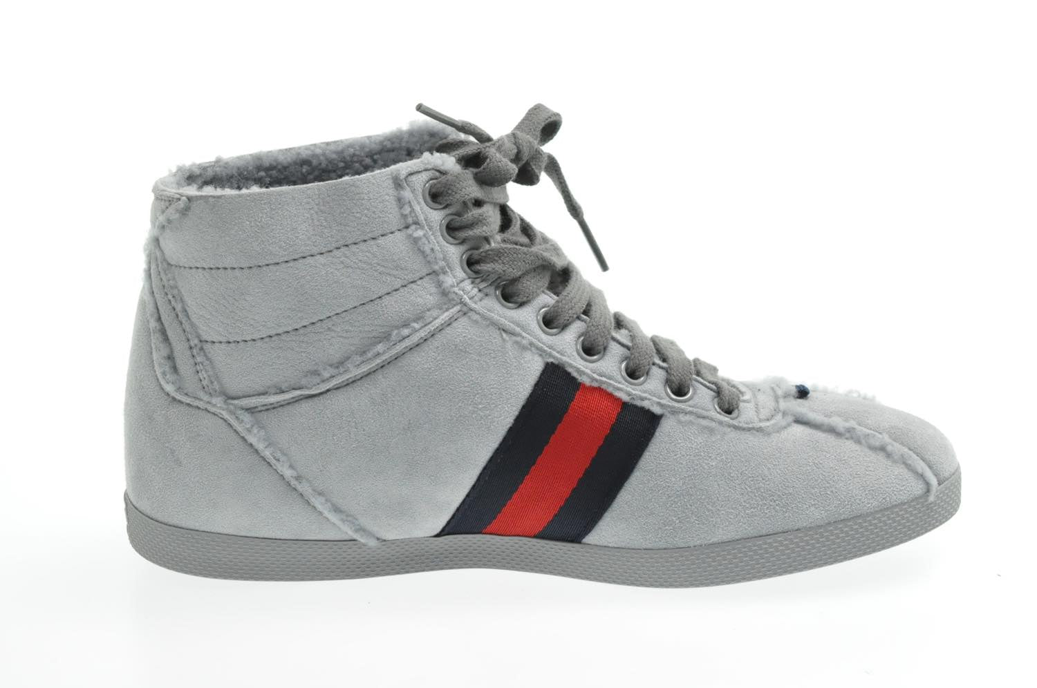 GUCCI Sherry Line shoes Suede 5 1/2 Red Navy am2614s