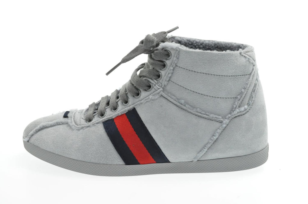 GUCCI Sherry Line shoes Suede 5 1/2 Red Navy am2614s