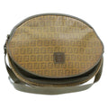 FENDI Zucchino Canvas Shoulder Bag PVC Leather Brown Black am3001s