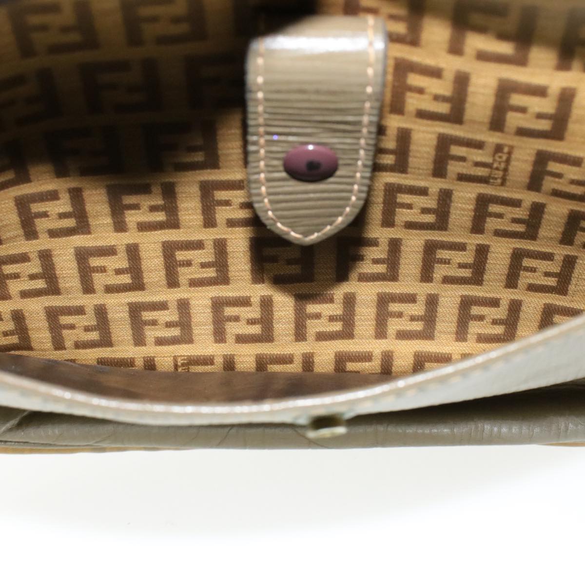 FENDI Zucchino Canvas Shoulder Bag PVC Leather Brown Black am3001s