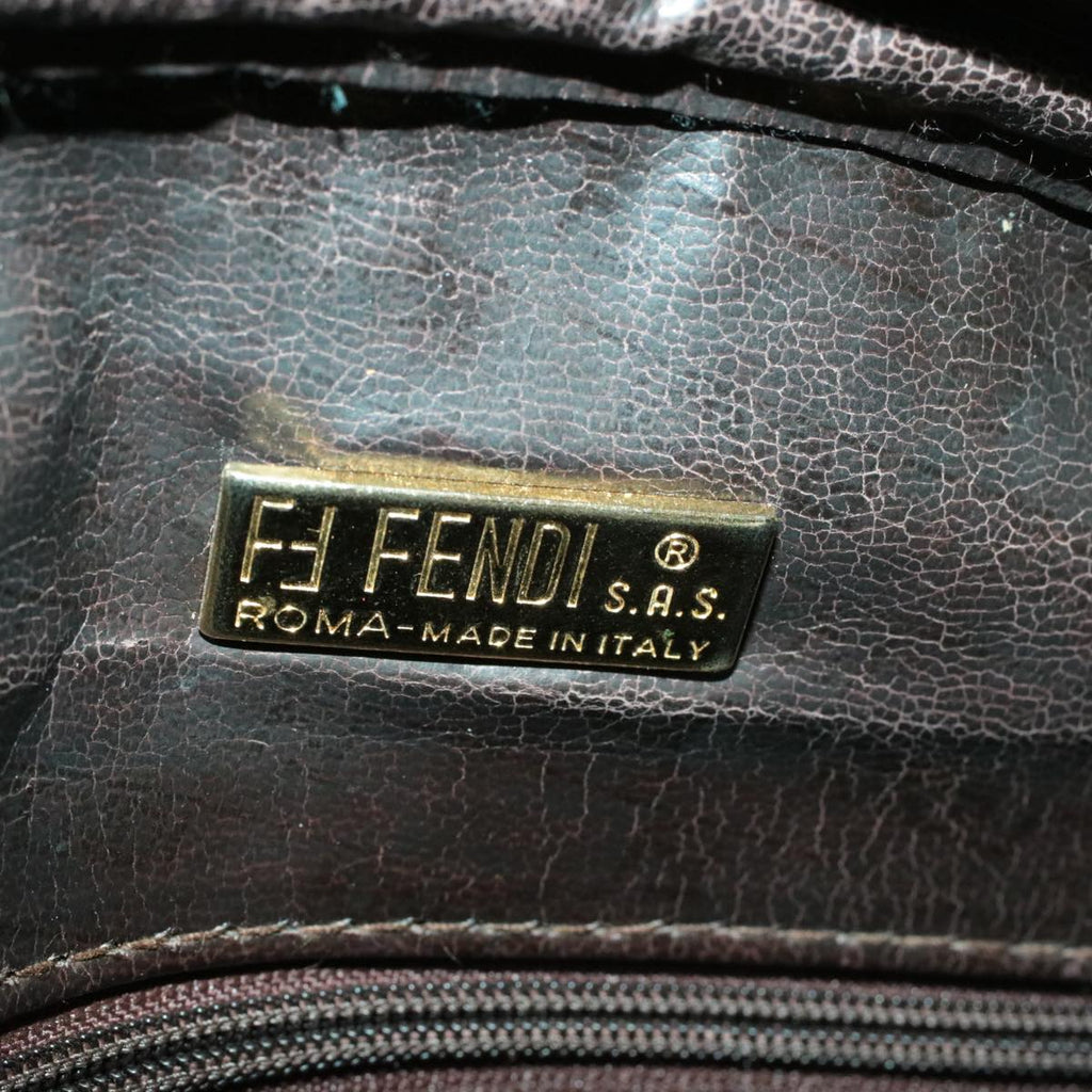 FENDI Zucchino Canvas Shoulder Bag PVC Leather Brown Black am3001s