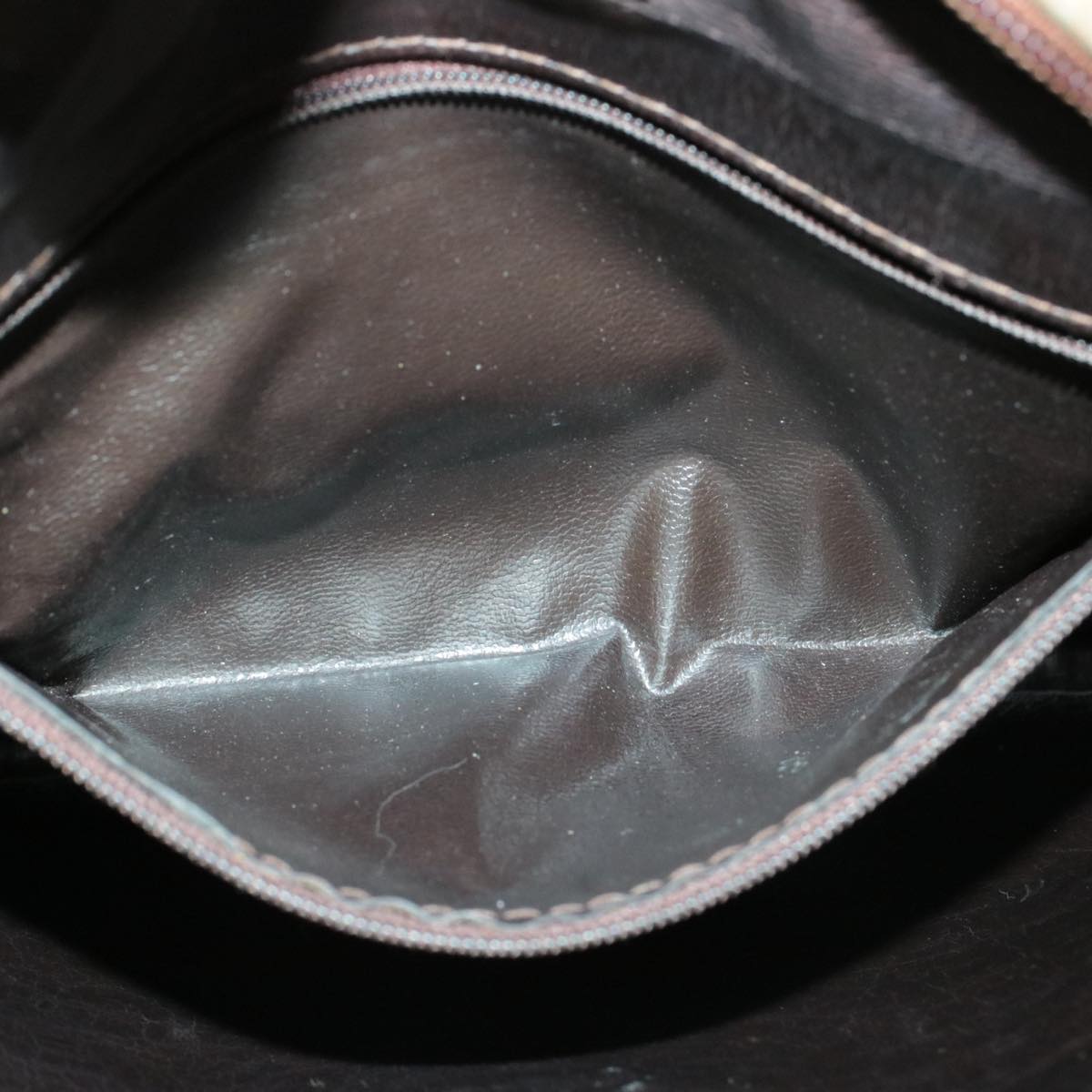 FENDI Zucchino Canvas Shoulder Bag PVC Leather Brown Black am3001s