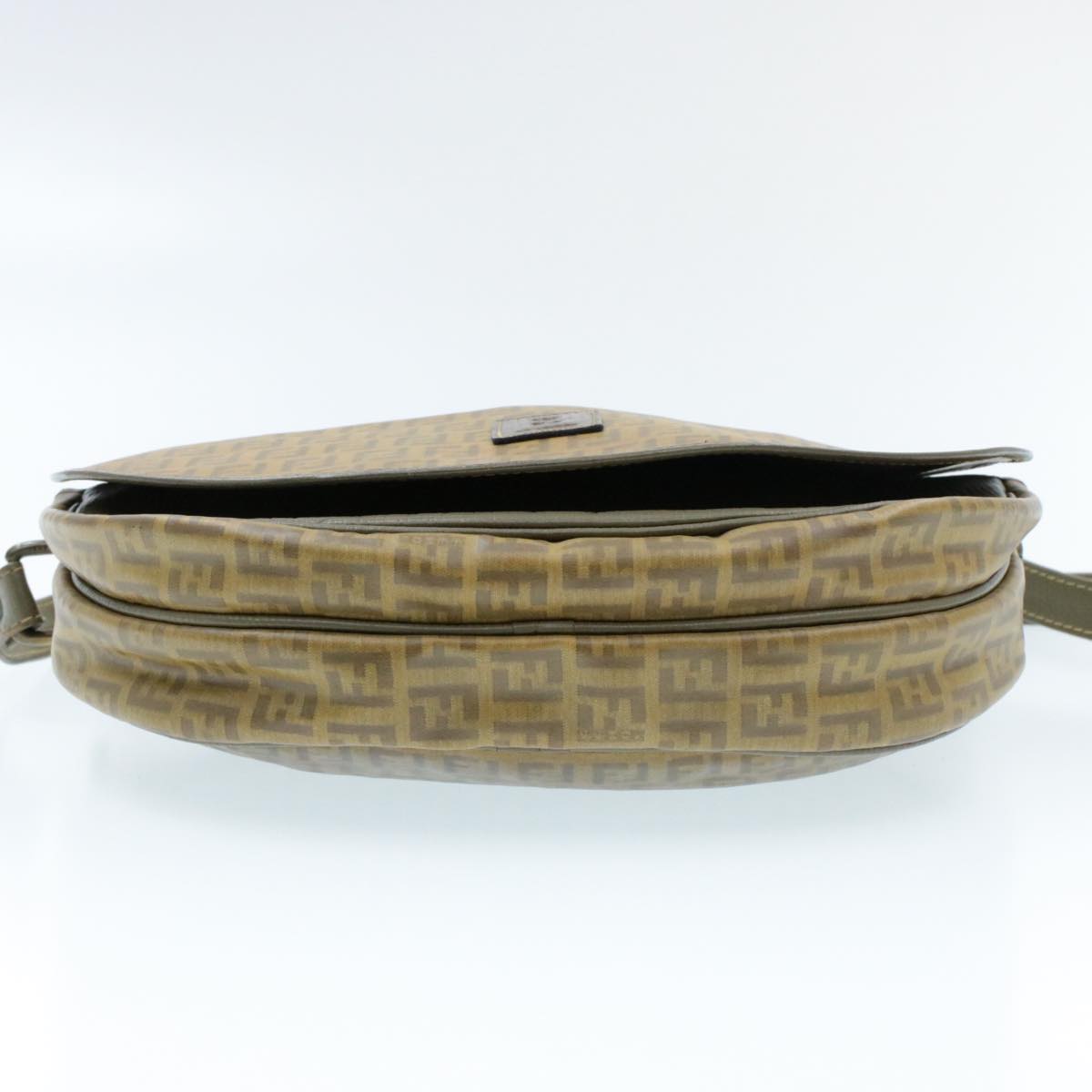 FENDI Zucchino Canvas Shoulder Bag PVC Leather Brown Black am3001s