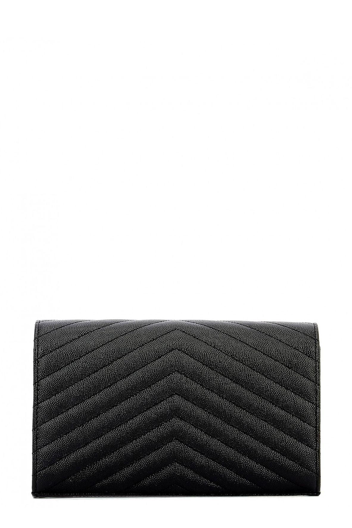 Monogram Chain Wallet Chevron Black with Gold Hardware
