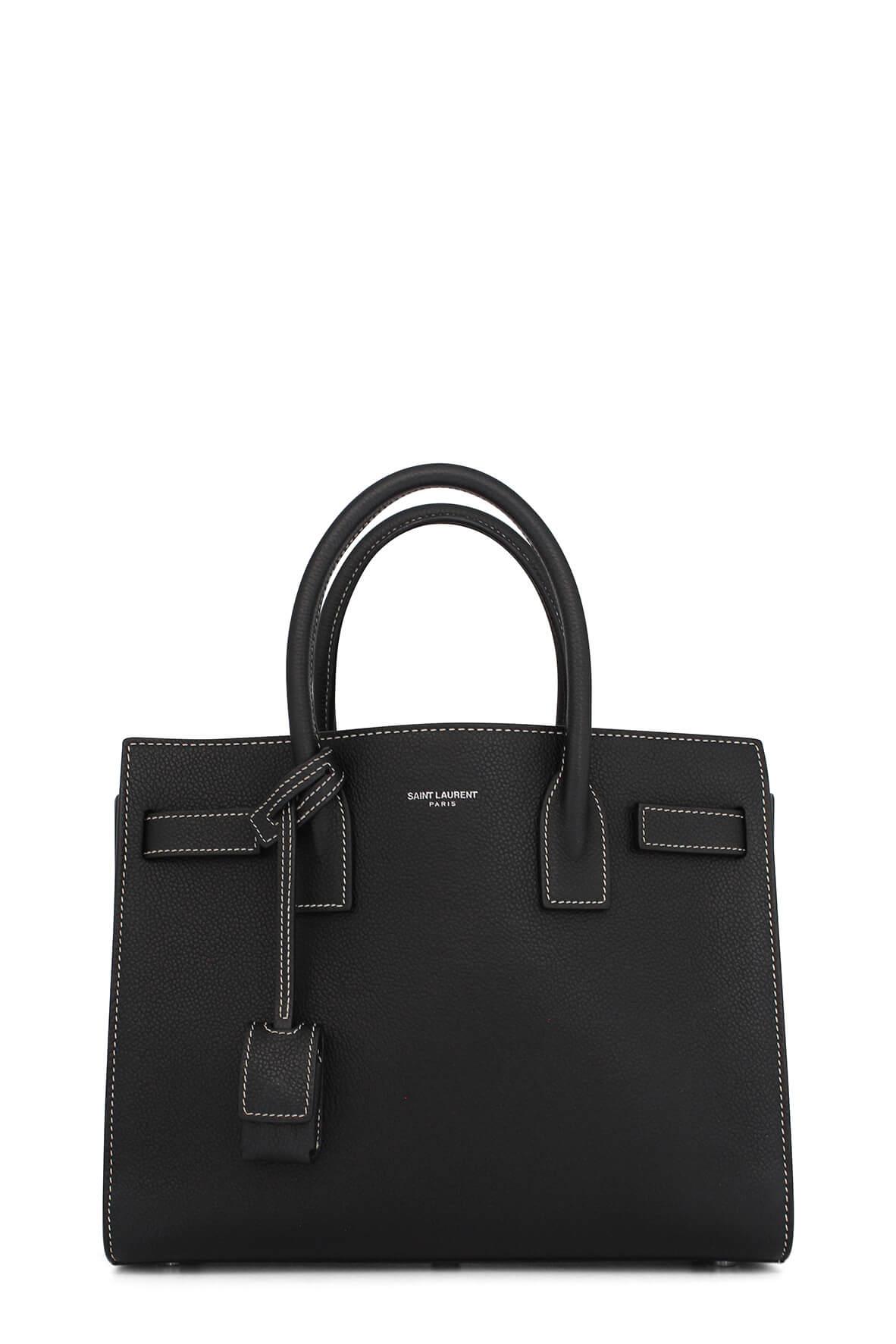 Classic Baby Sac De Jour Black with White Stitching