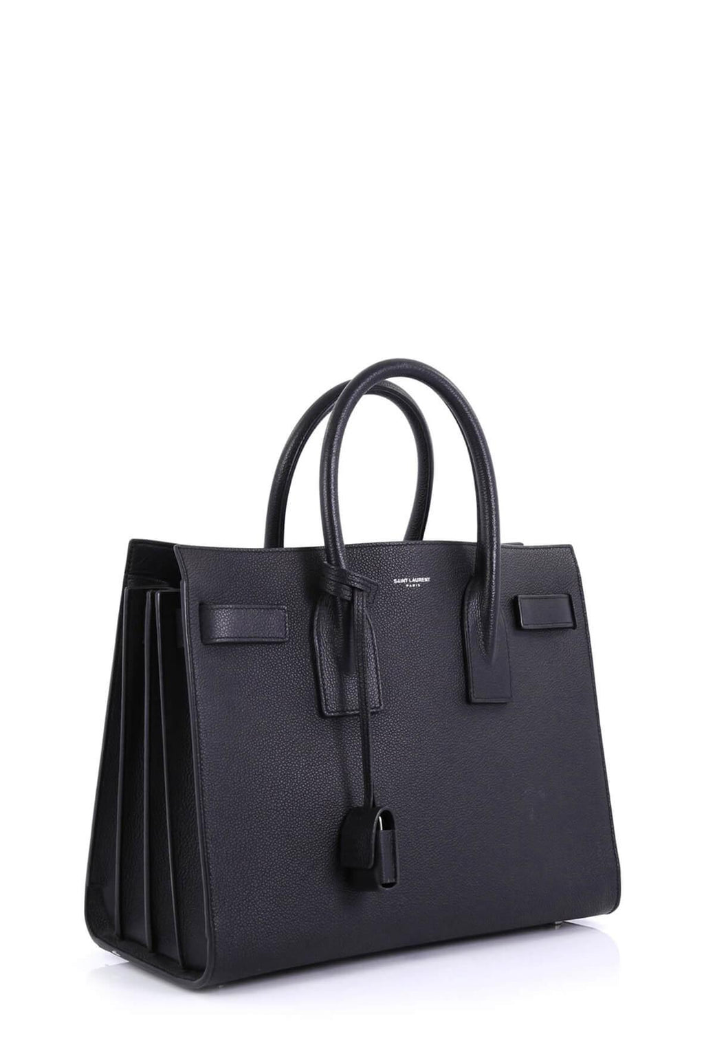 Classic Small Sac De Jour Black in Grained Leather with Silver Hardware