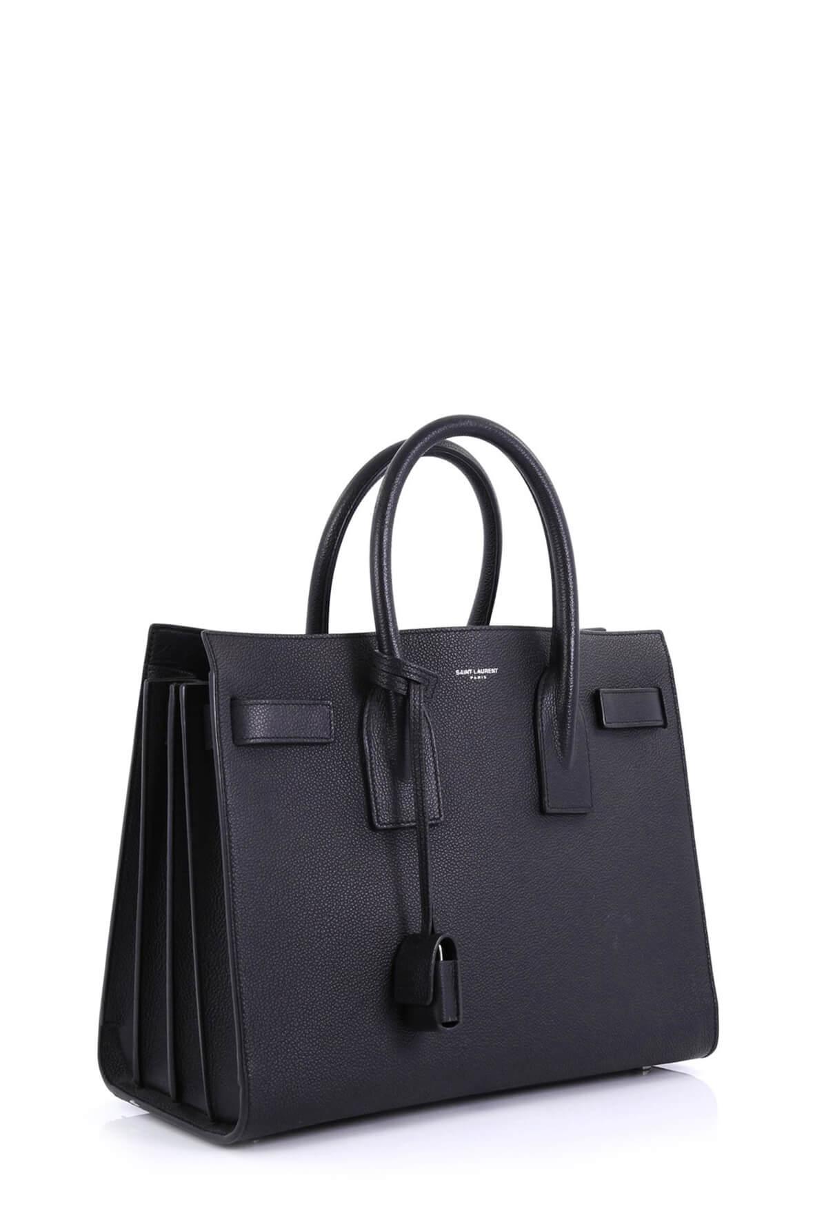 Classic Small Sac De Jour Black in Grained Leather with Silver Hardware