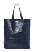 Crocodile Embossed Tote Navy