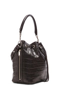 Embossed Emmanuelle Bucket Bag Black