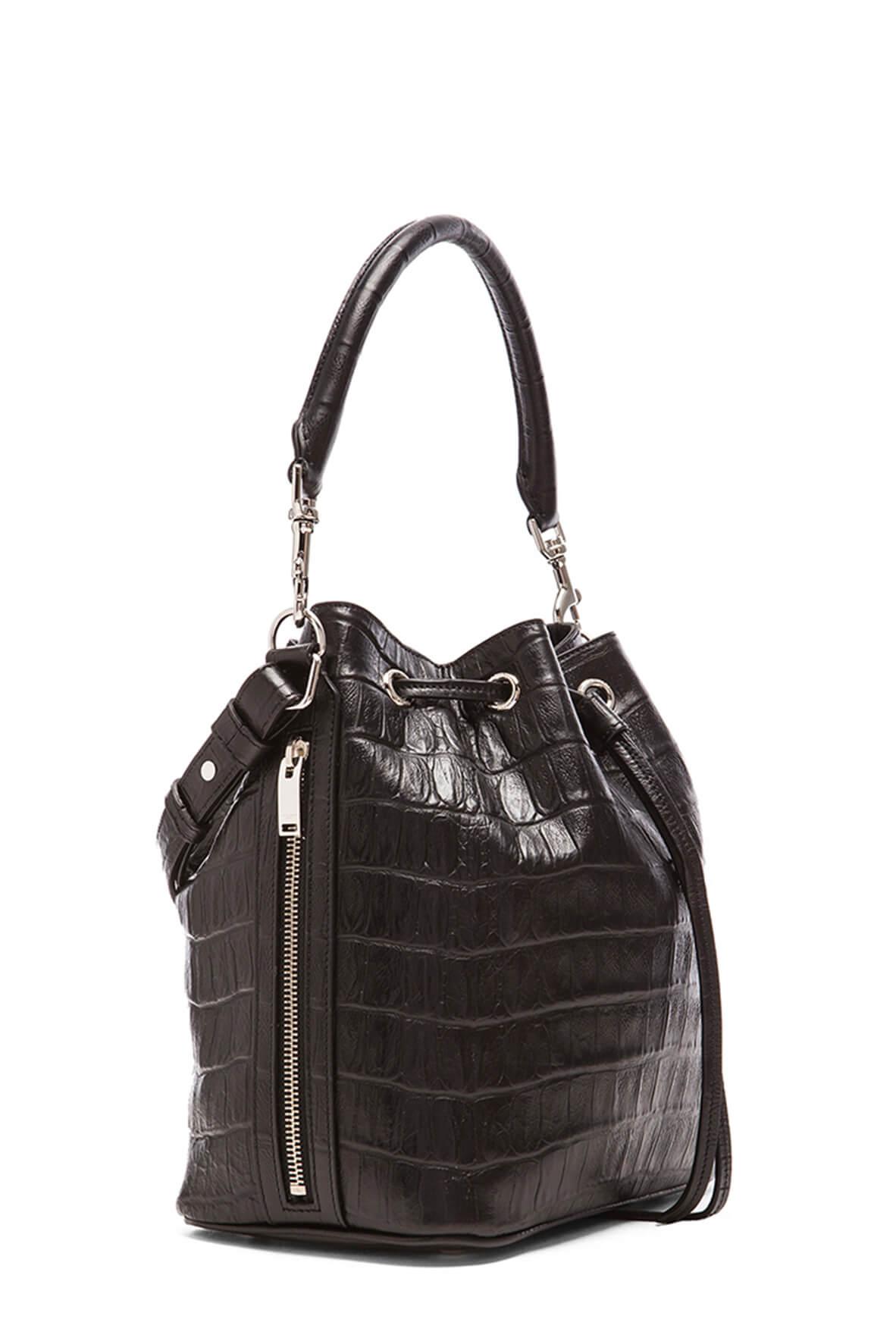 Embossed Emmanuelle Bucket Bag Black