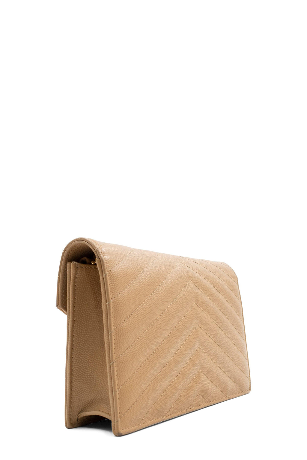 Envelope Chain Wallet Beige with Gold Hardware