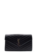 Envelope Chain Wallet with Silver Hardware Black