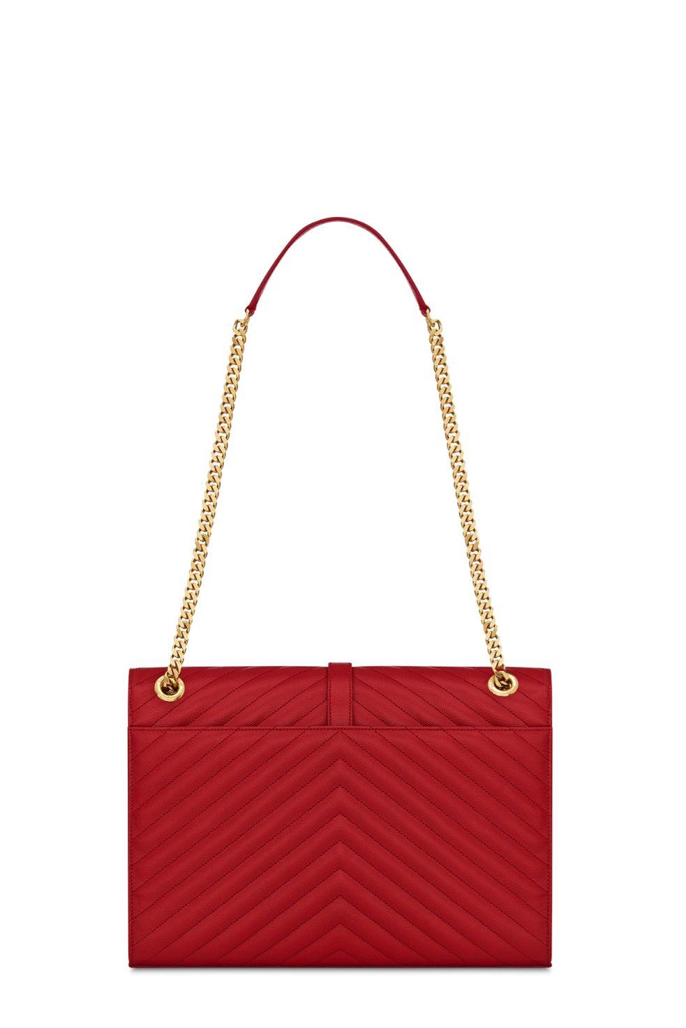 Large Matelasse Monogram Envelope Bag Lipstick Red