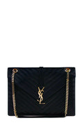 Large Matelasse Monogram Envelope Bag Black in Smooth Leather