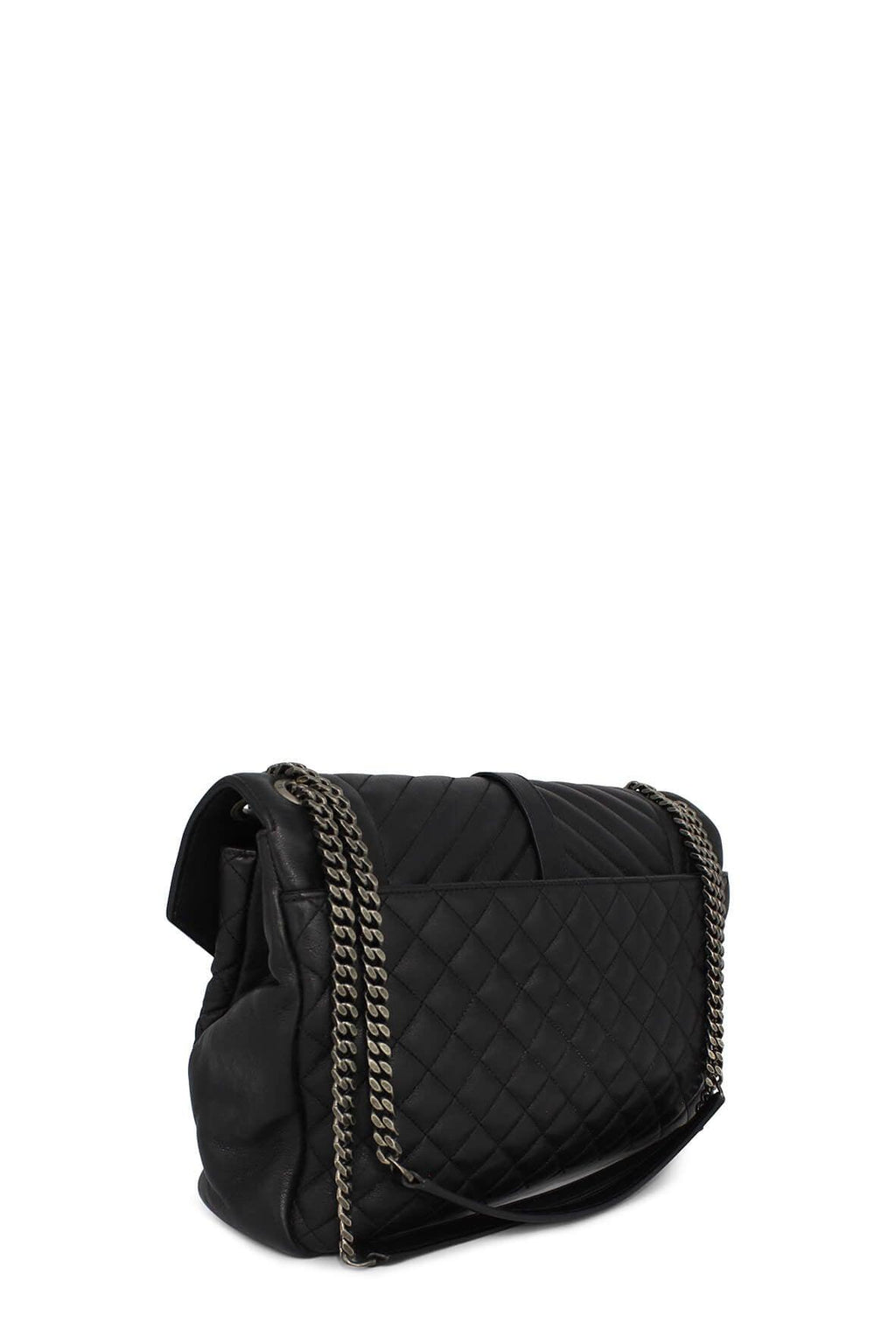 Large Mix Matelasse Monogram Soft Envelope Bag Black with Silver Hardware
