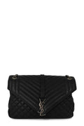 Large Mix Matelasse Monogram Soft Envelope Bag Black with Silver Hardware