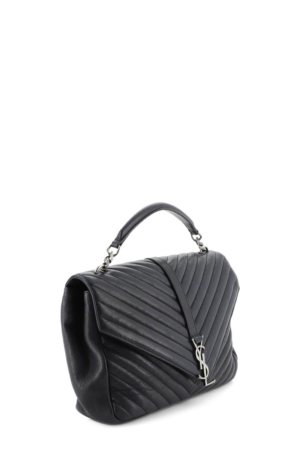 Large Monogram College Bag Black with Silver Hardware