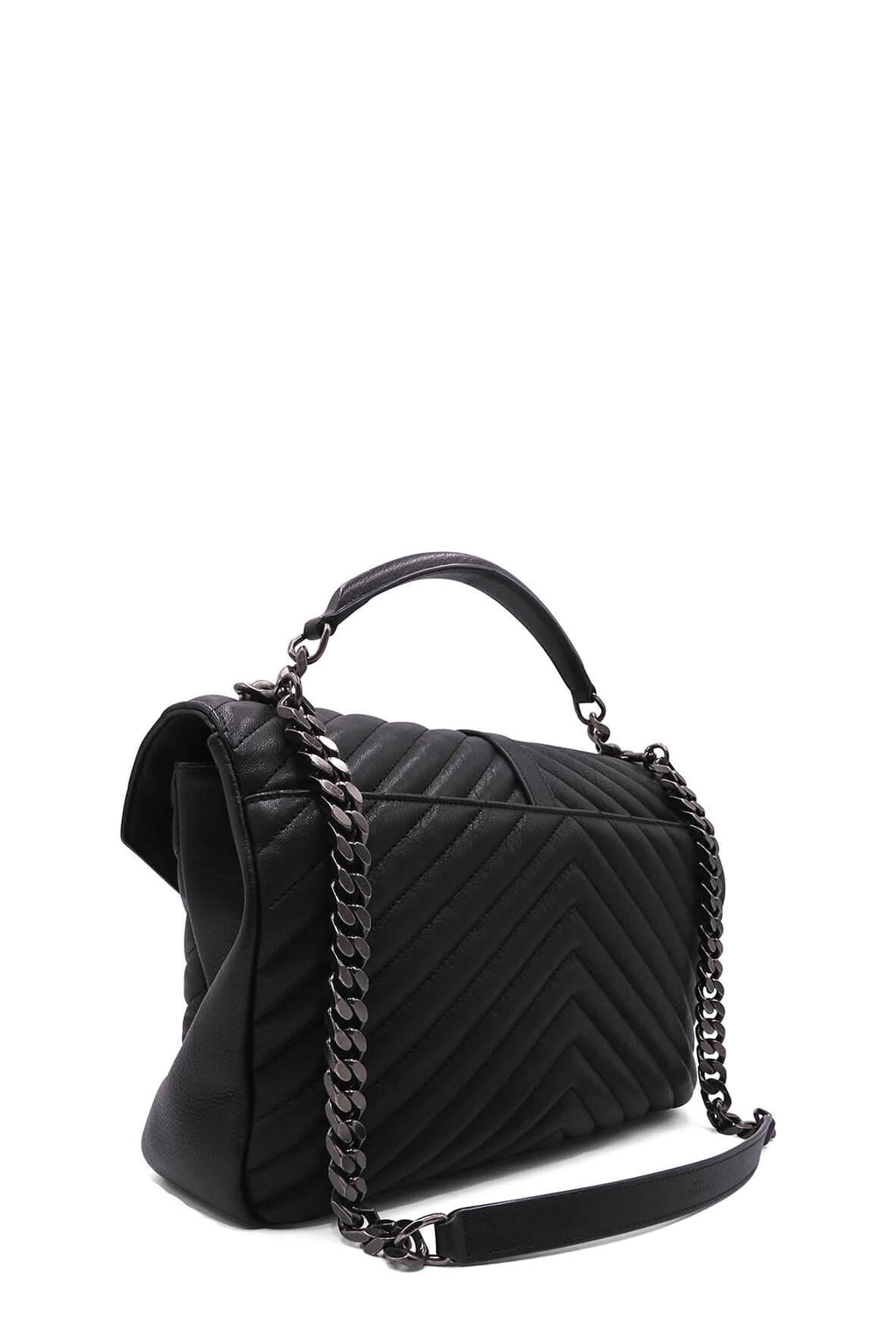 Large Monogram College Bag Black with Silver Hardware