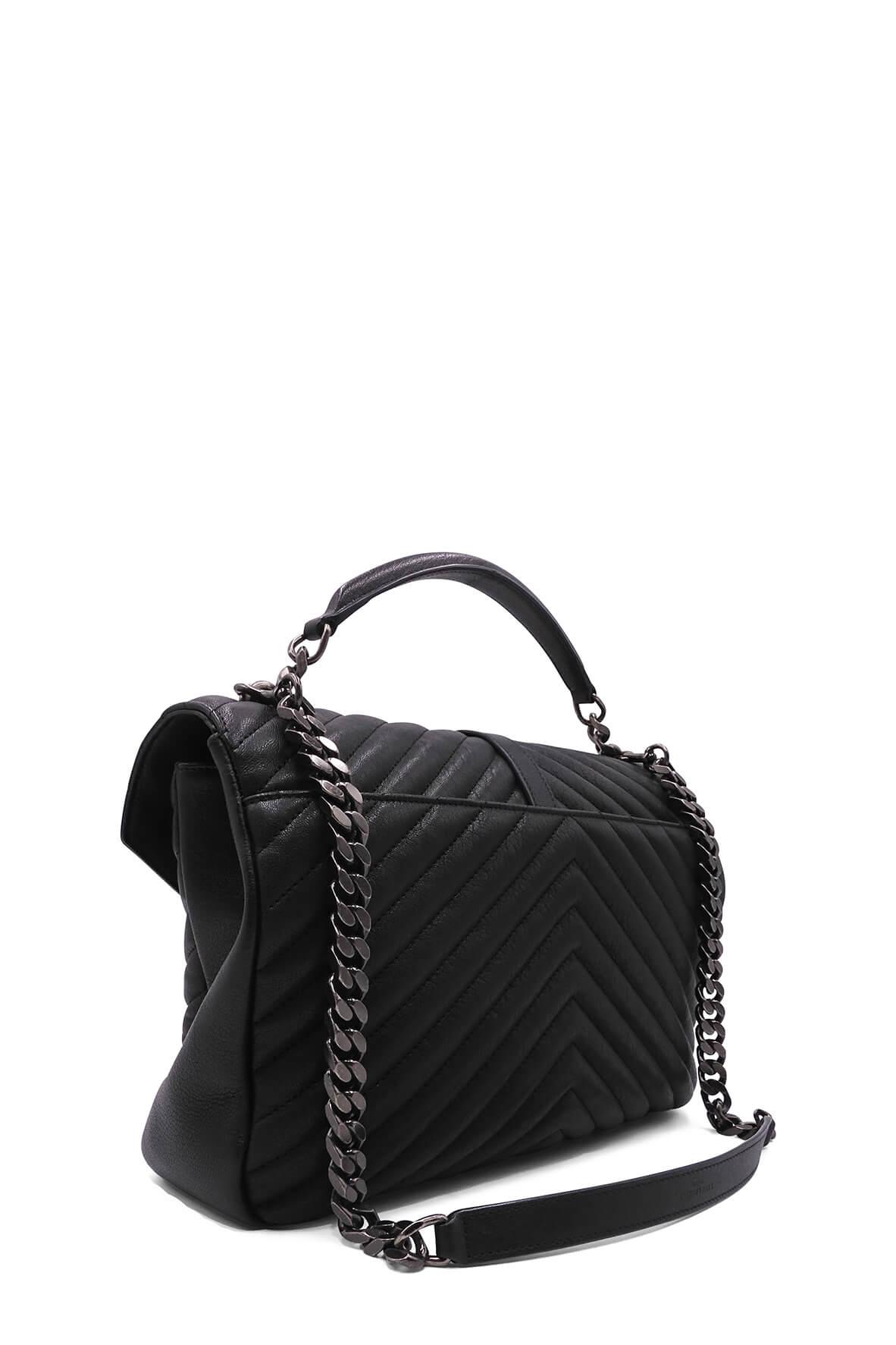 Large Monogram College Bag Black with Silver Hardware