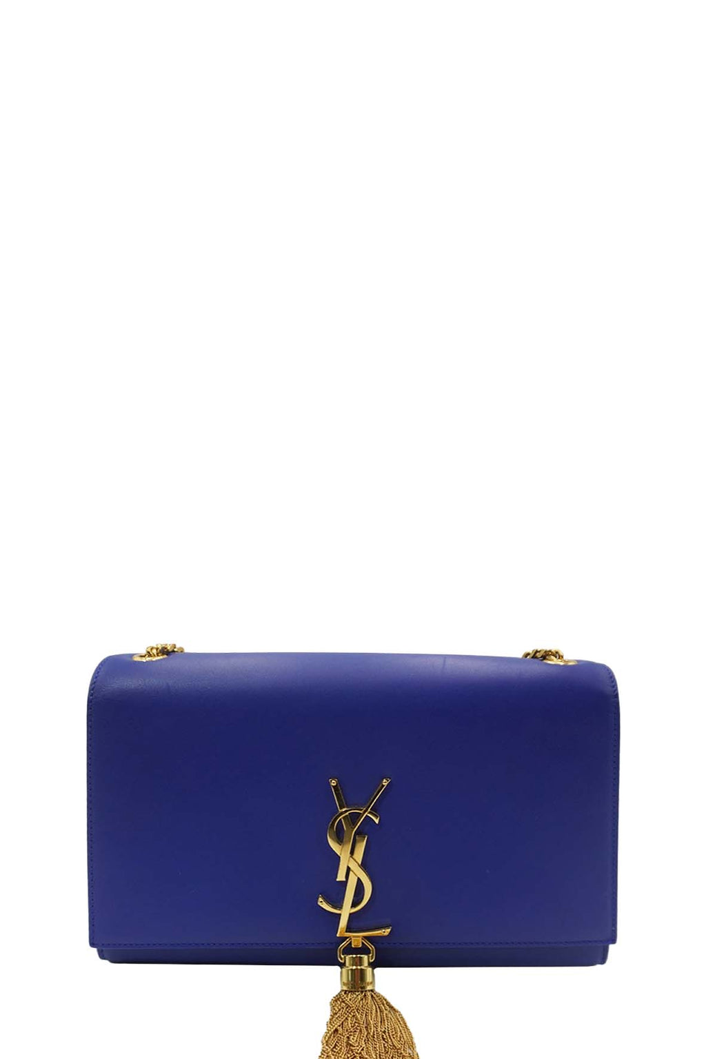 Leather Medium Kate Monogram Tassel Chain Bag with Tassel Blue