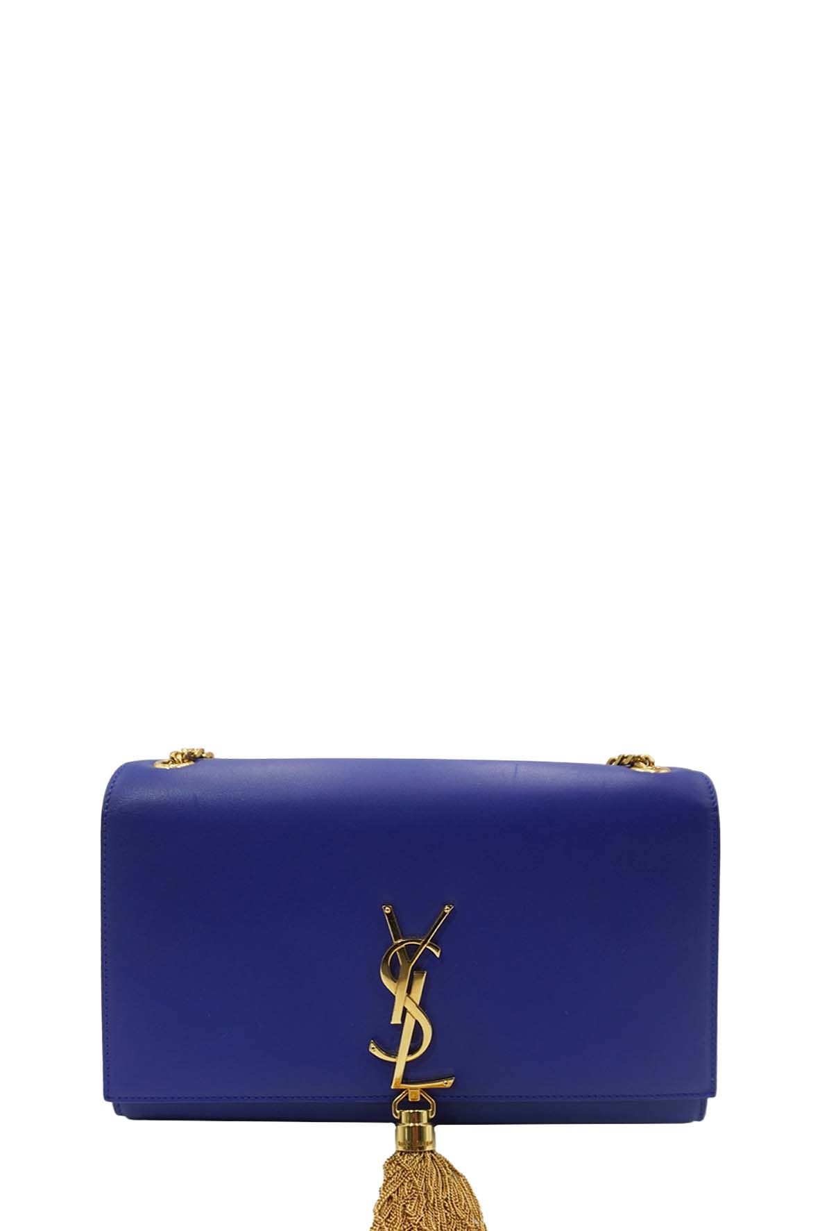 Leather Medium Kate Monogram Tassel Chain Bag with Tassel Blue