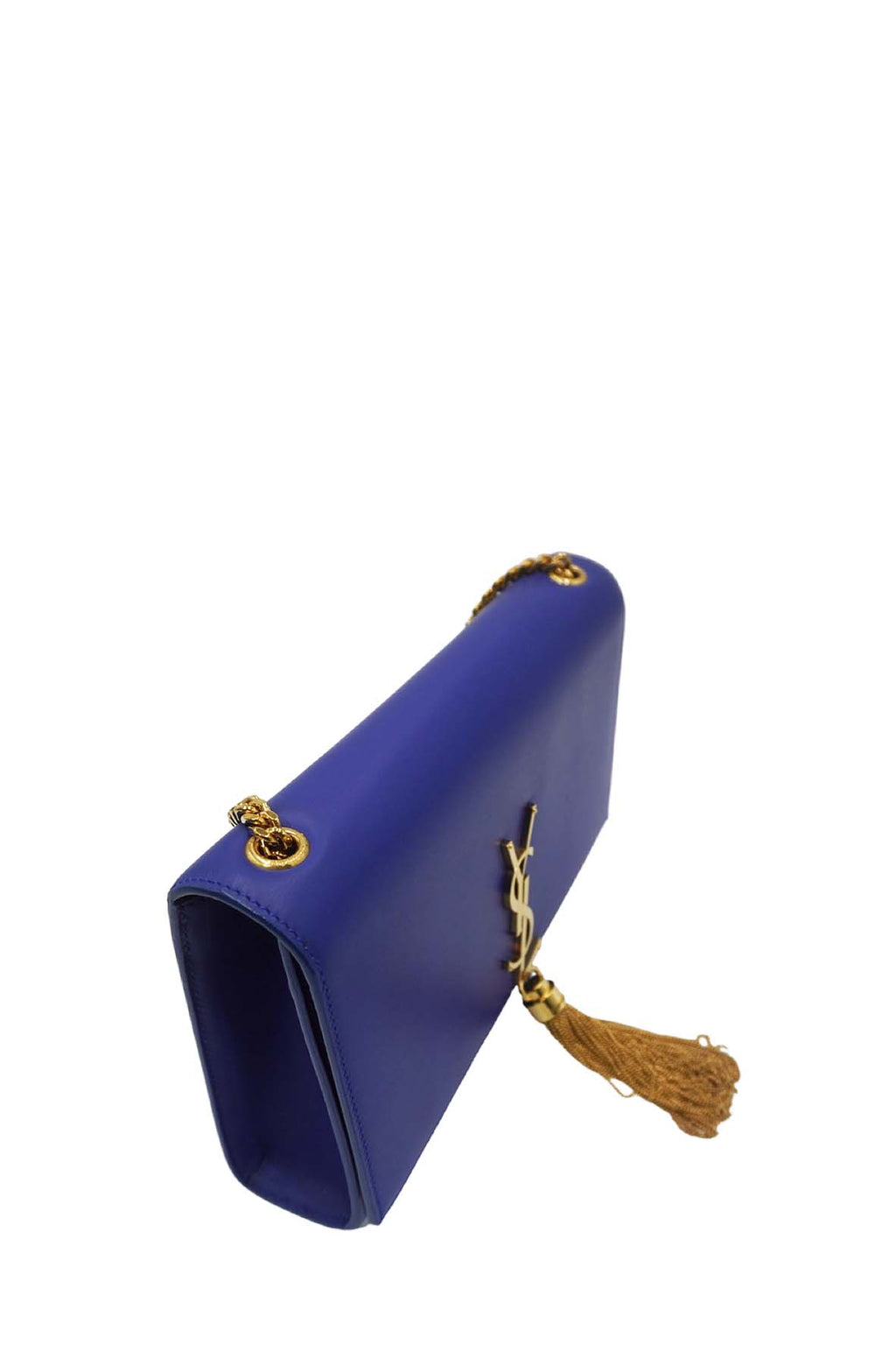Leather Medium Kate Monogram Tassel Chain Bag with Tassel Blue