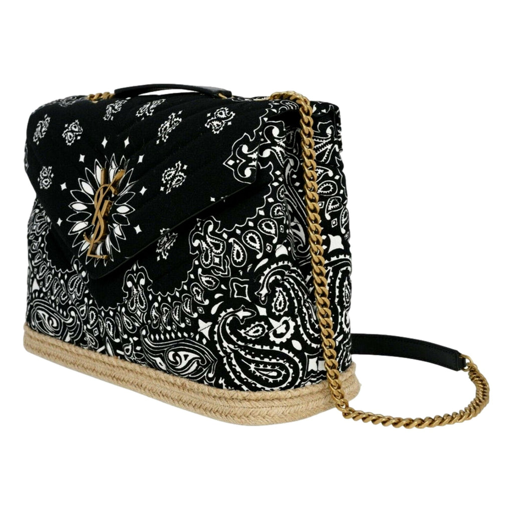 Saint Laurent Loulou Black Paisley Quilted Small Cross Body Bag
