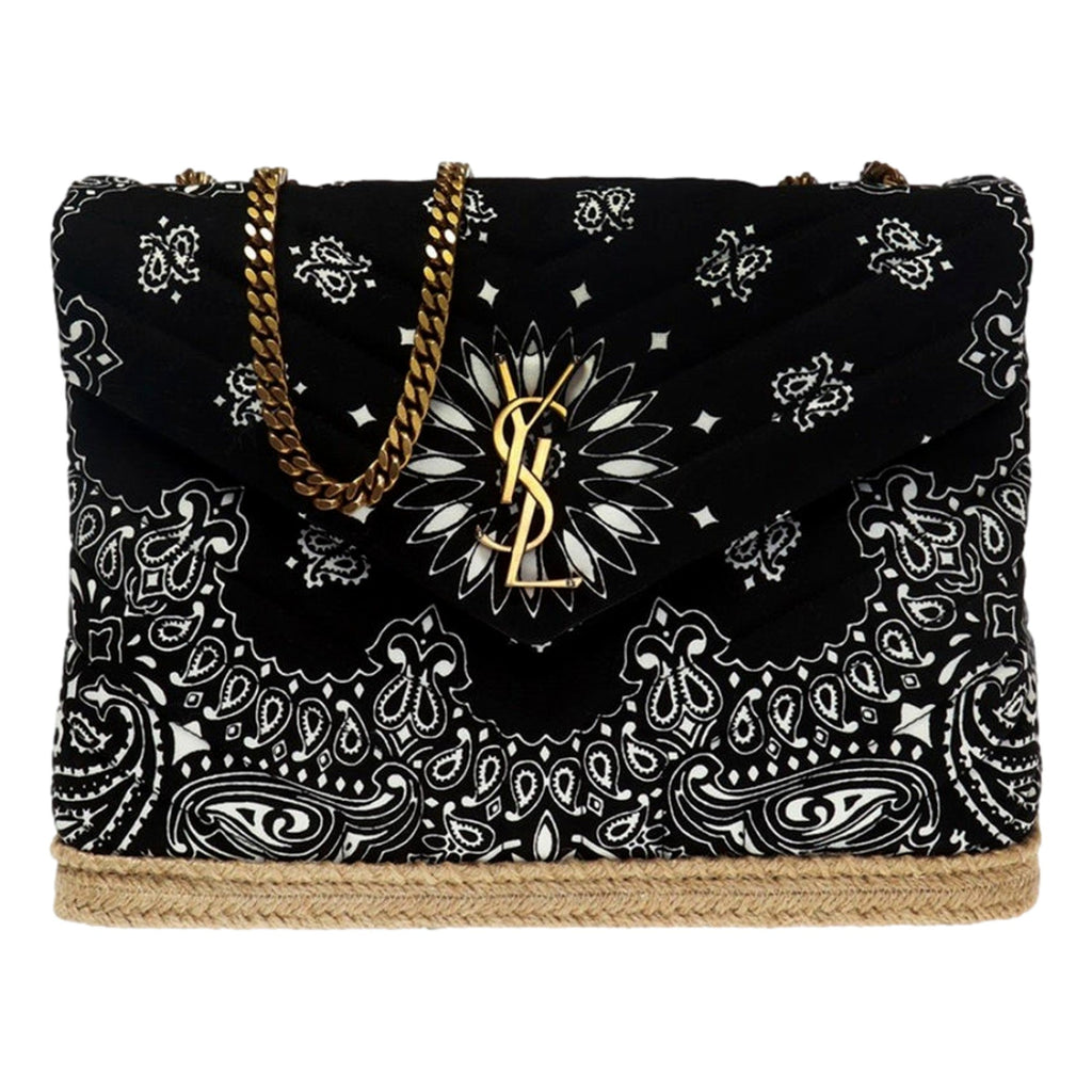 Saint Laurent Loulou Black Paisley Quilted Small Cross Body Bag