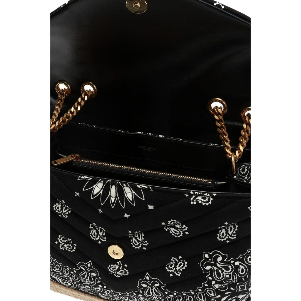 Saint Laurent Loulou Black Paisley Quilted Small Cross Body Bag
