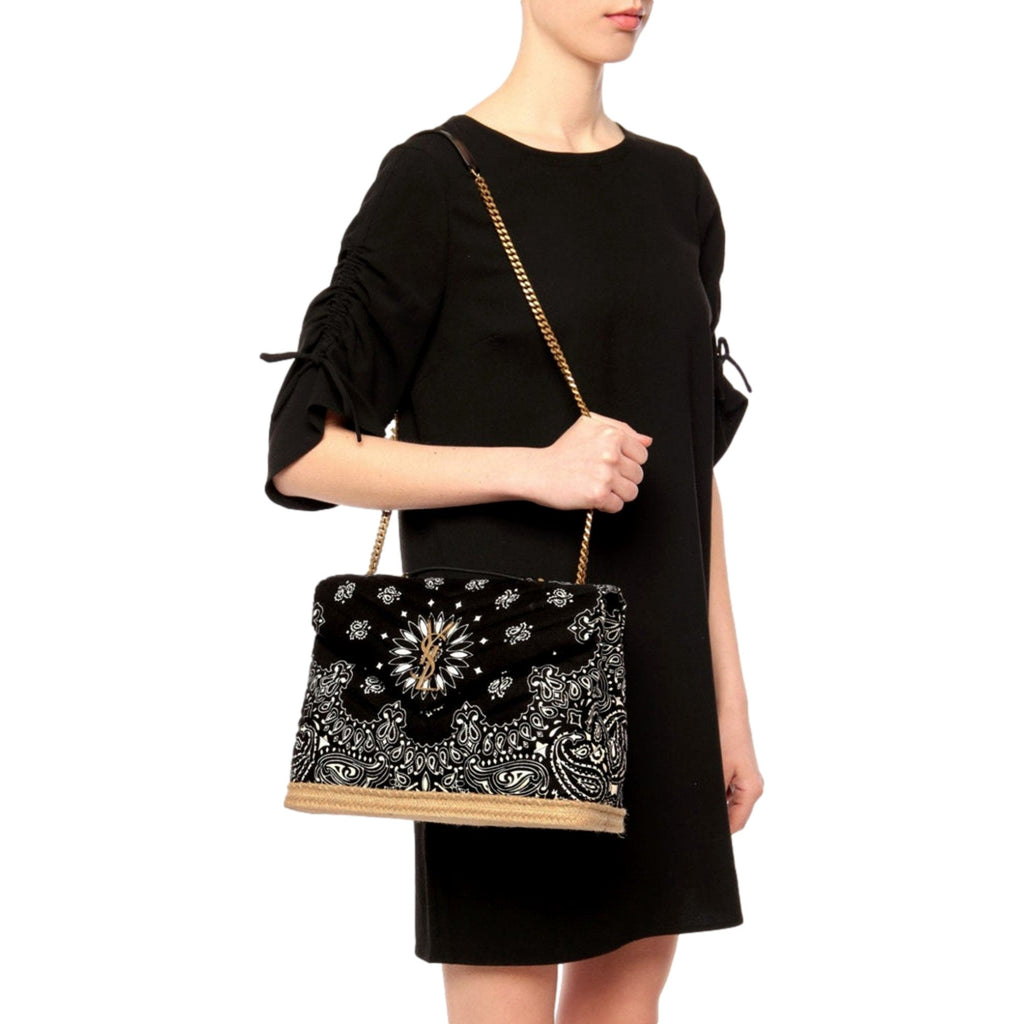 Saint Laurent Loulou Black Paisley Quilted Small Cross Body Bag