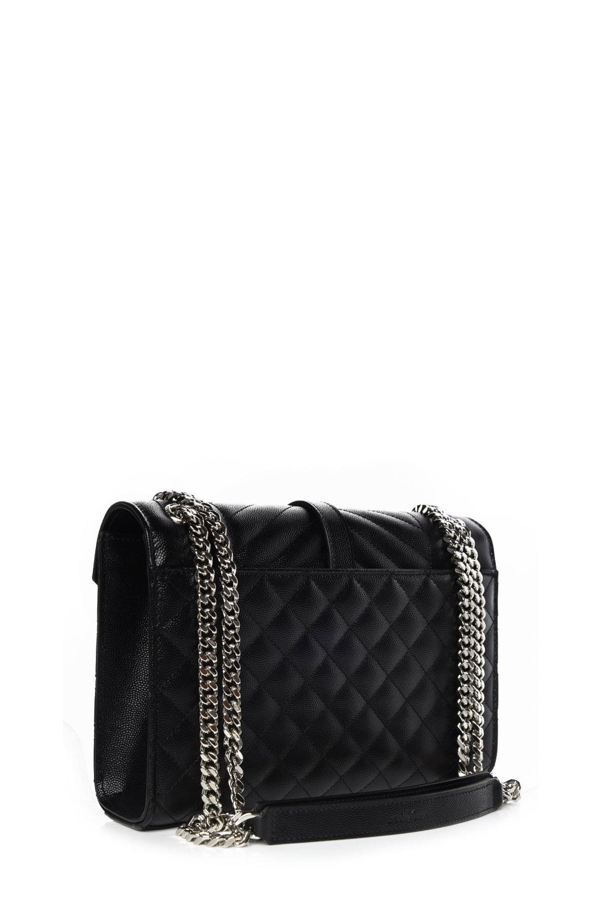 Medium Mix Matelasse Monogram Envelope Bag Black with Silver Hardware