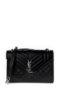 Medium Mix Matelasse Monogram Envelope Bag Black with Silver Hardware
