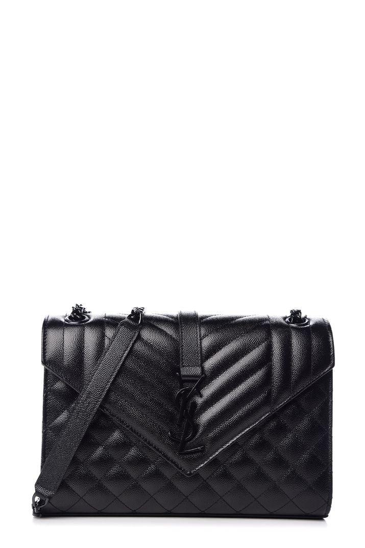 Medium Mix Matelasse Monogram Envelope Bag Black with Black Hardware