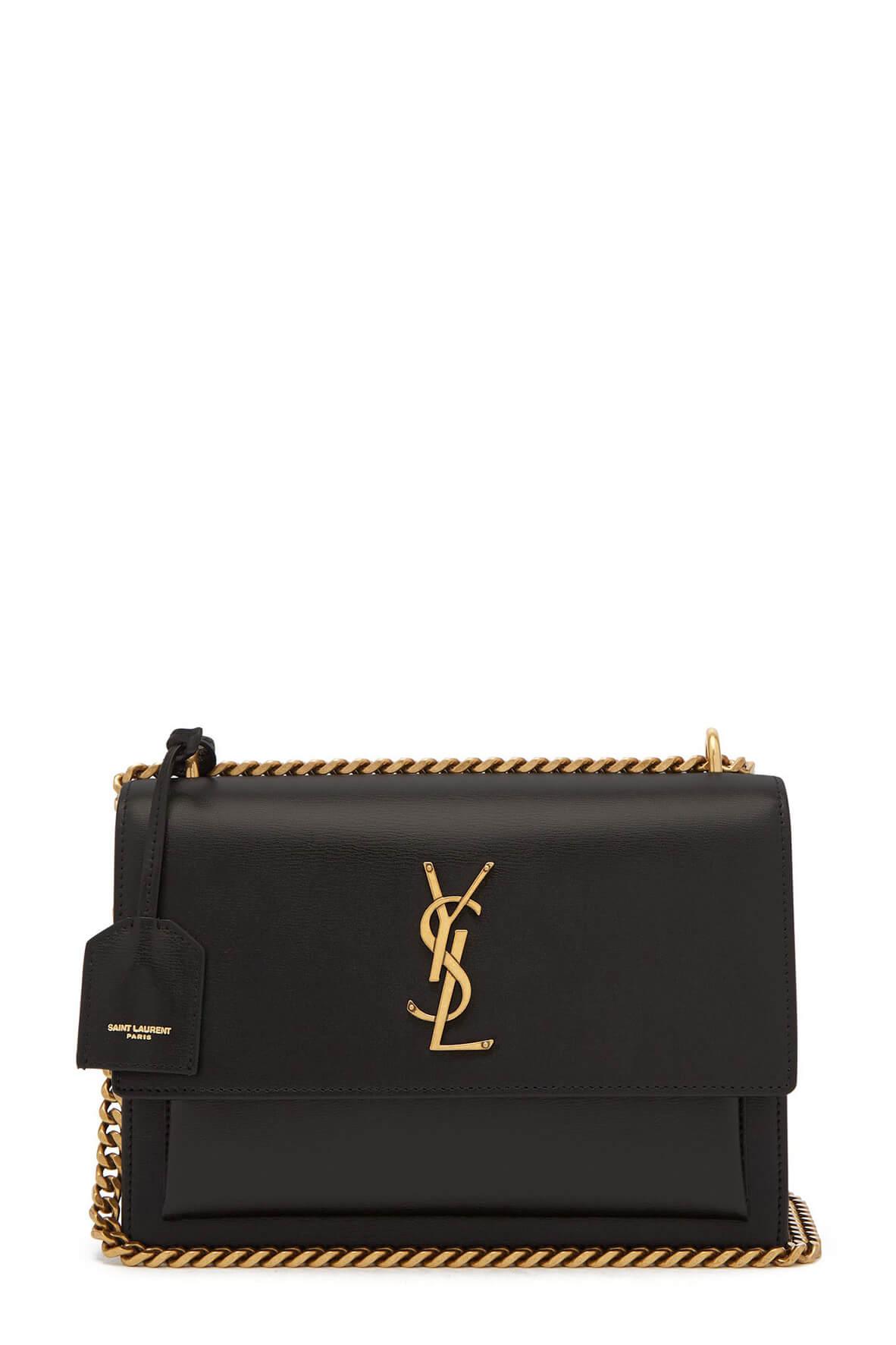 Medium Sunset Bag Black with Gold Hardware