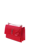 Medium Sunset Bag Crocodile Embossed Bright Red