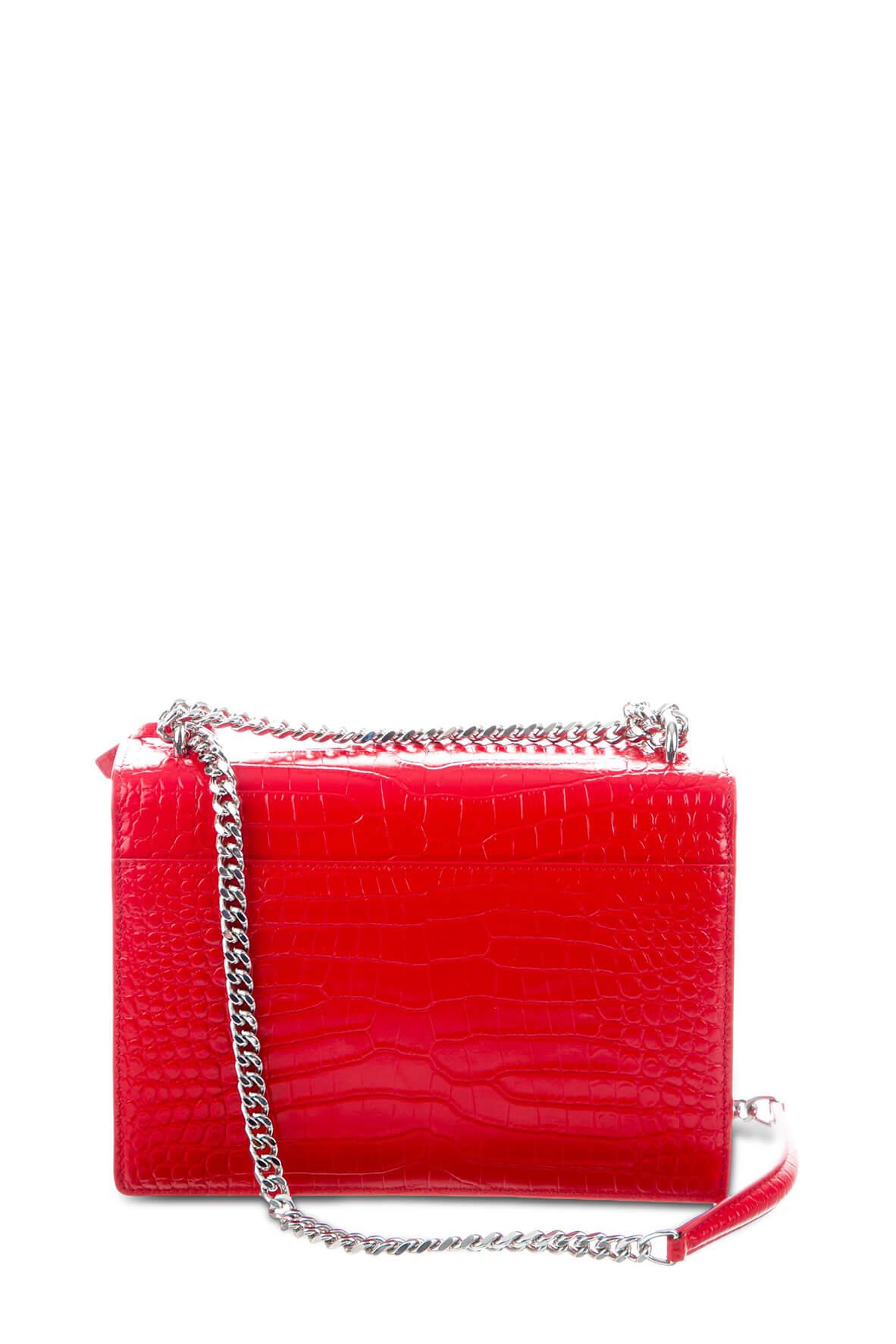 Medium Sunset Bag Crocodile Embossed Bright Red