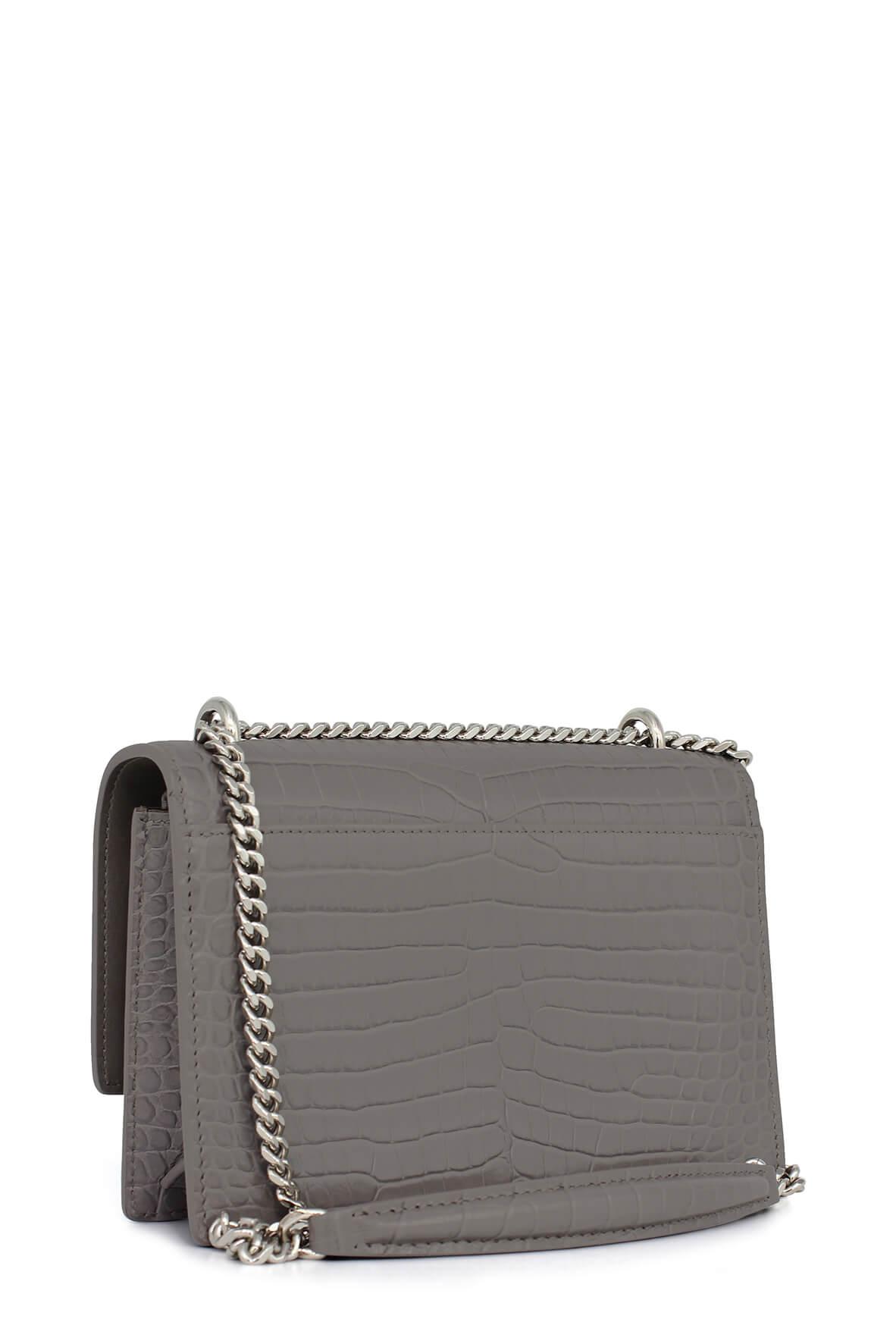 Mini Sunset Bag Crocodile Embossed Grey