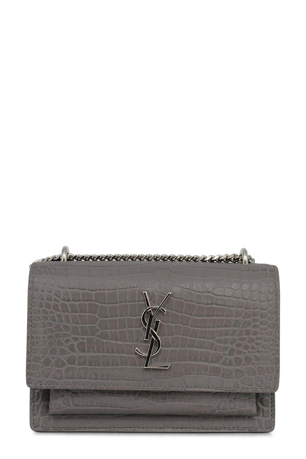 Mini Sunset Bag Crocodile Embossed Grey