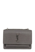 Mini Sunset Bag Crocodile Embossed Grey