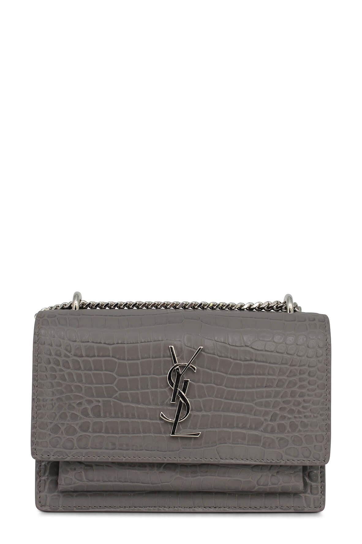 Mini Sunset Bag Crocodile Embossed Grey