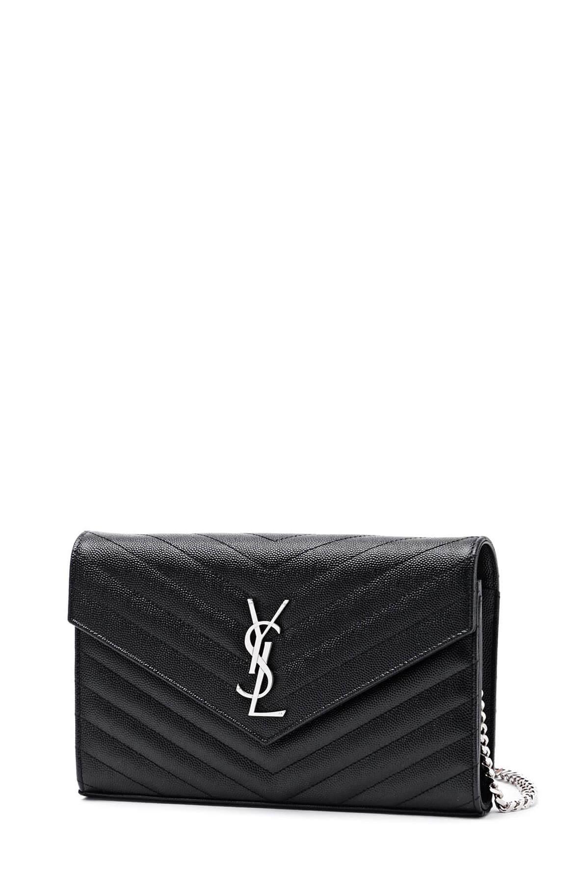 Monogram Chain Wallet Black with Silver Hardware