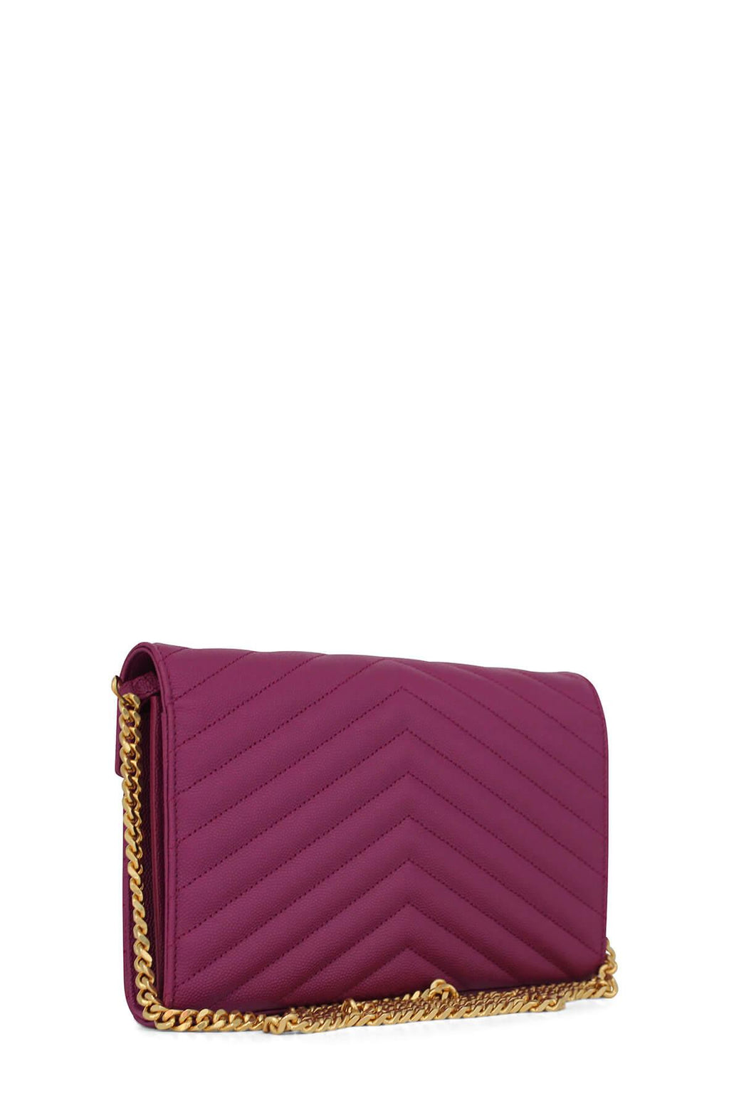 Monogram Chain Wallet Chevron Red Violet with Gold Hardware