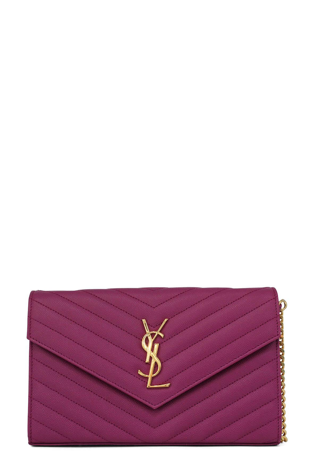 Monogram Chain Wallet Chevron Red Violet with Gold Hardware