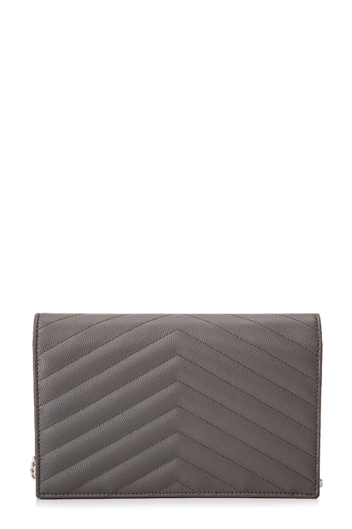 Monogram Chain Wallet Grey with Silver Hardware