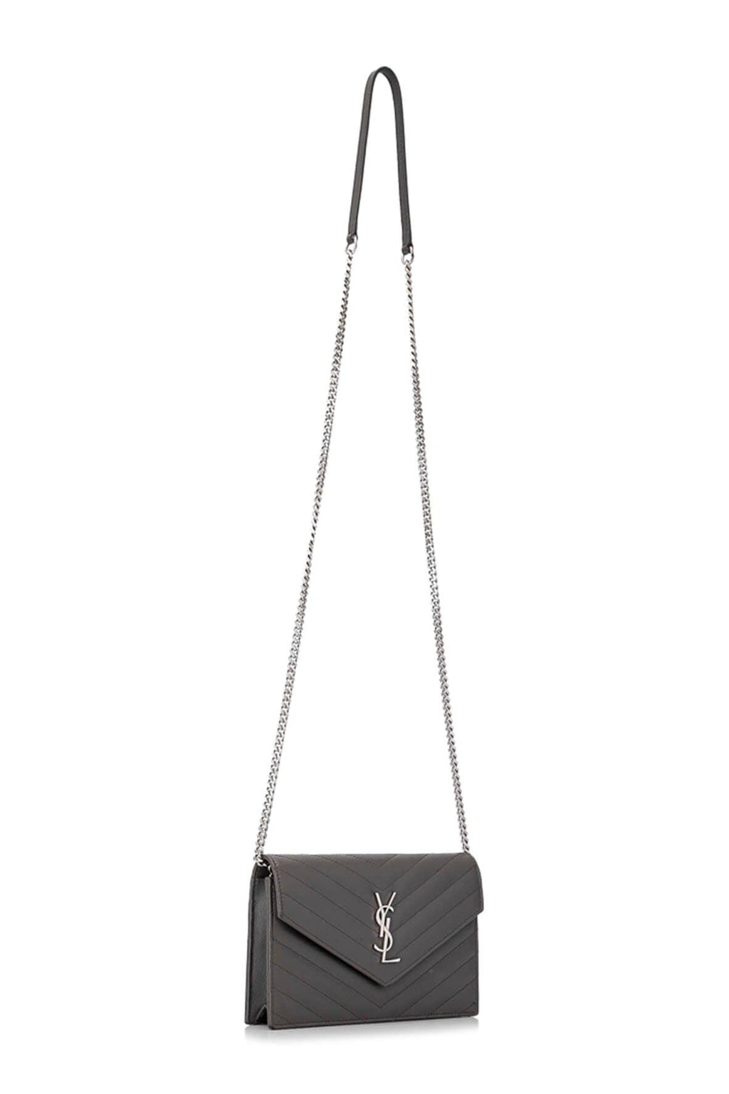 Monogram Chain Wallet Grey with Silver Hardware