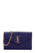 Monogram Chain Wallet Navy with Gold Hardware