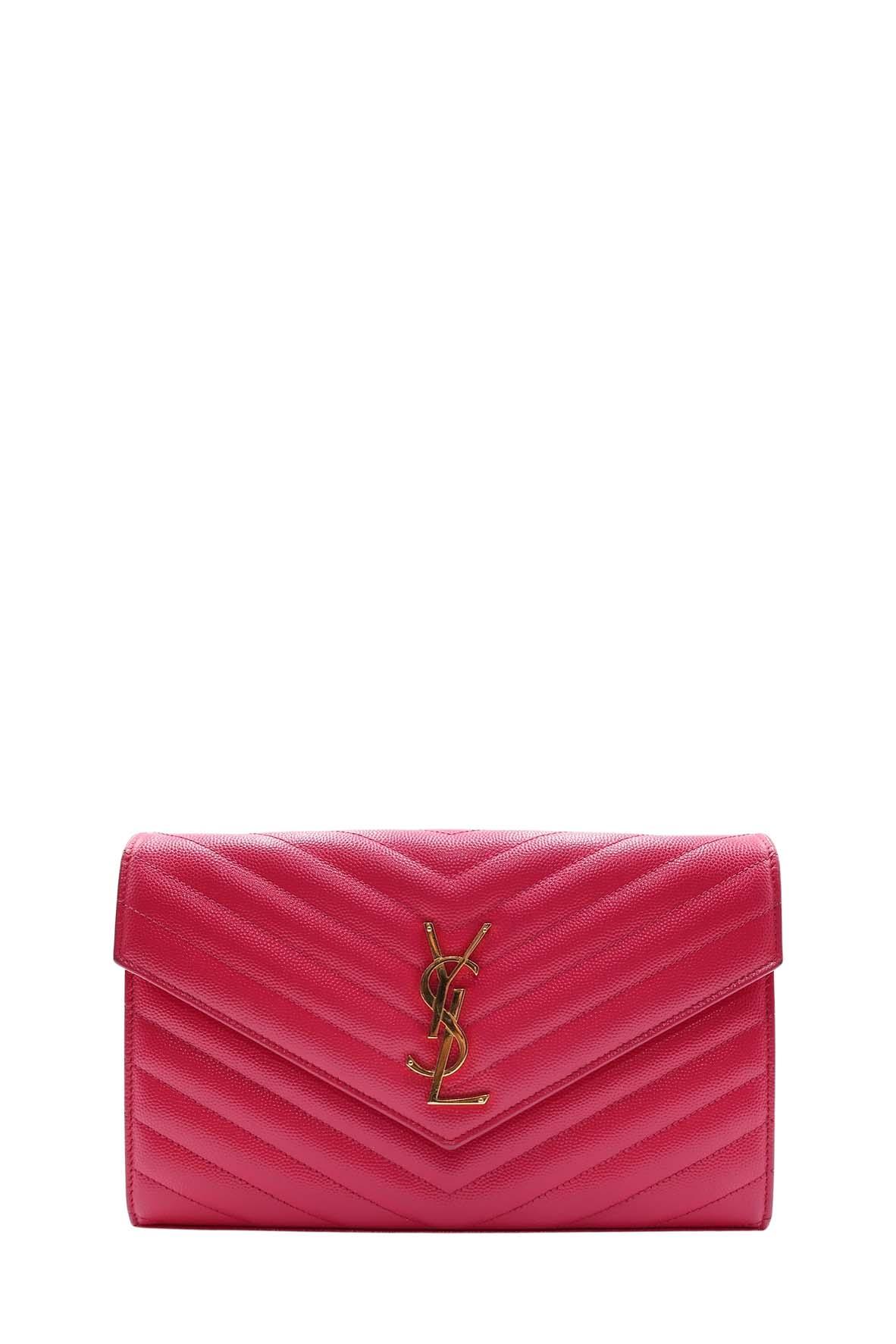 Monogram Chain Wallet with Gold Hardware Fuschia